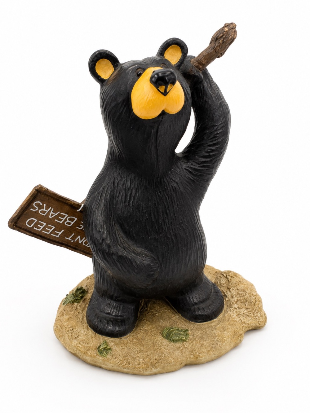 Bearfoots Big Sky Carvers Black Bear Figurine with Sign Don’t Feed The Bears